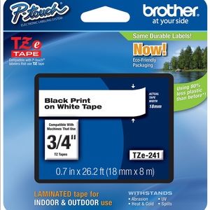 NWT Brother Genuine P-touch TZE-241 Tape, 3/4"